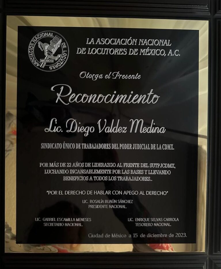 Diego Valdéz Medina, Reconocido por su Lucha Sindical al Frente del SUTPJ-CDMX
